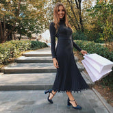 Knitted Long Dress Autumn Winter Slim Sleeve Ladies Dresses